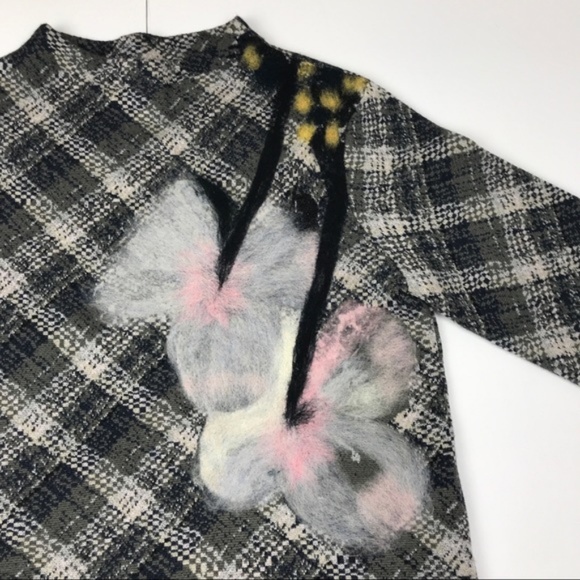 Anthropologie Troubadour Petaled Plaid Sweater Size Small - Picture 3 of 7